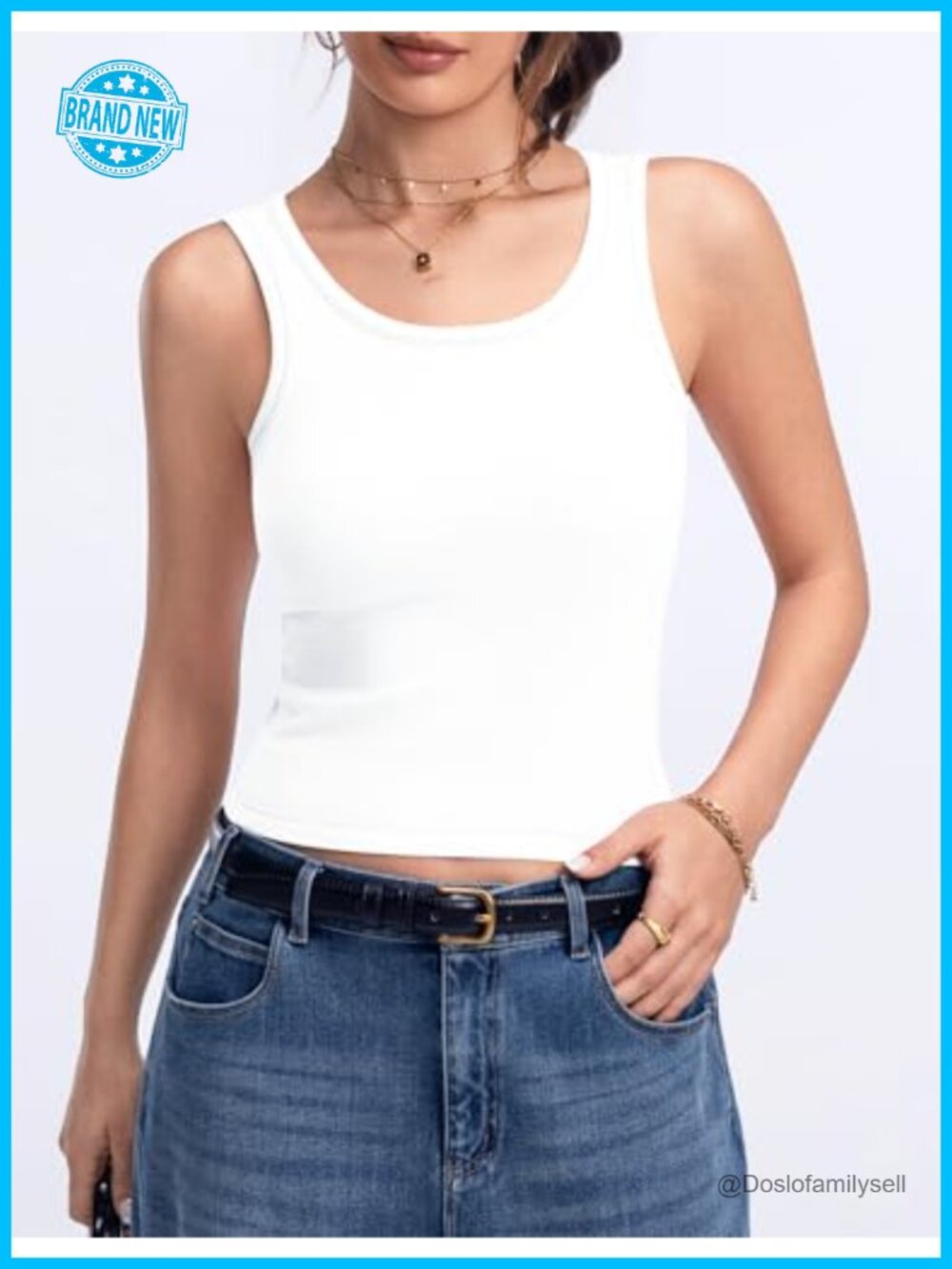 Ribbed Sleeveless Tank Top with Removable Pads - Picture 3 of 7